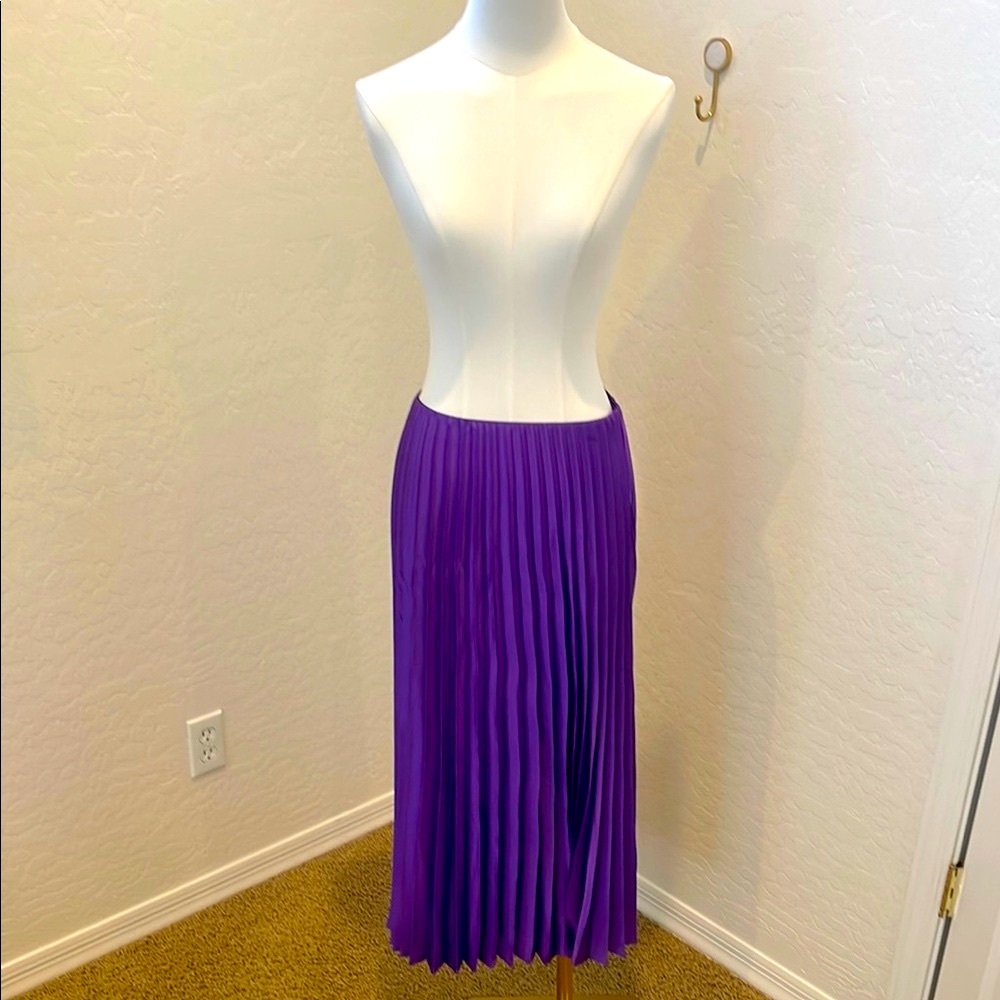 Mango Purple Midi Pleated Skirt